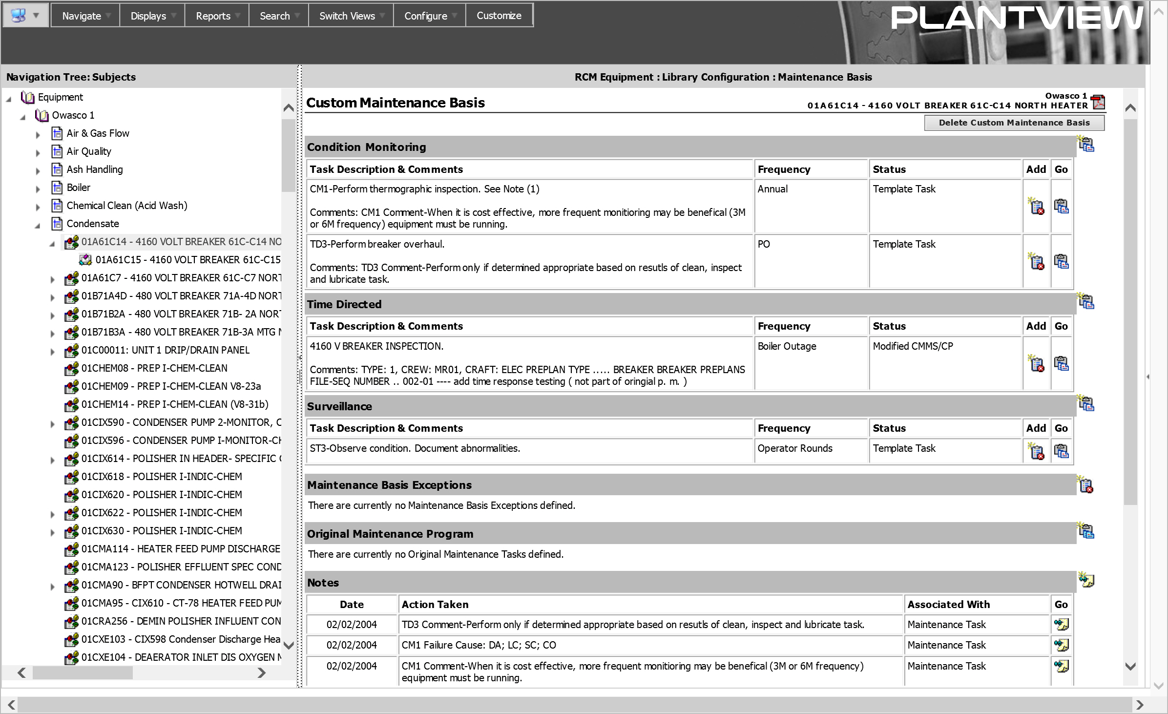 MBO Custom Maintenance Template form screen print