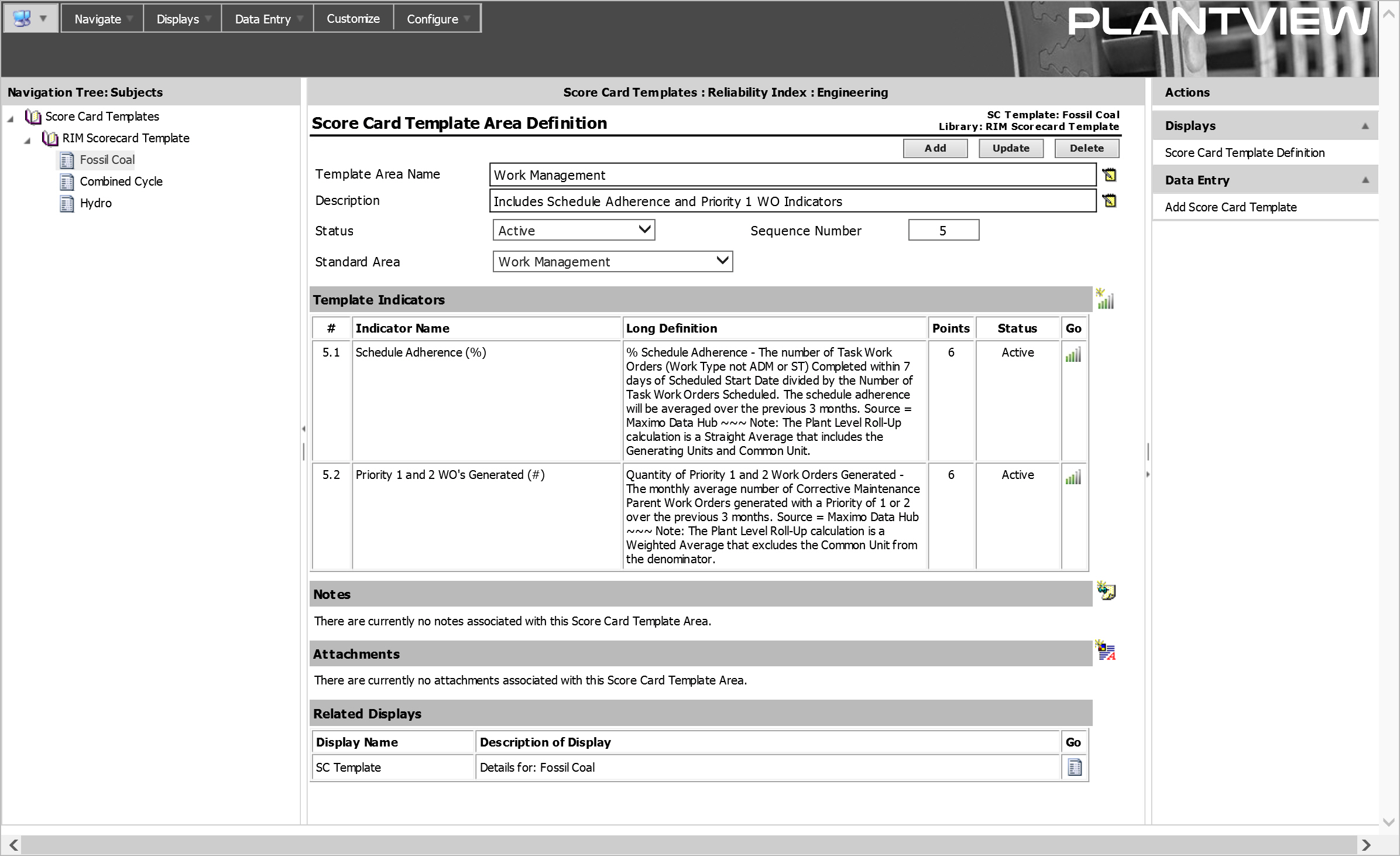 RIM Configure area form screen print